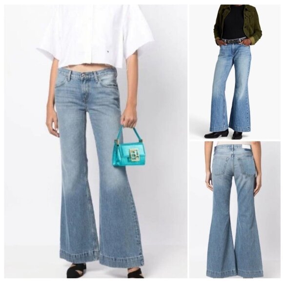 Re/Done Womens Vintage  Wide-Leg Jeans Size 26 bell bottoms lake blue - Picture 2 of 8